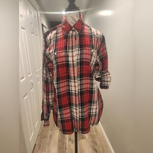 EUC Ralph Lauren Red and Black Plaid Button Pockets Shirt